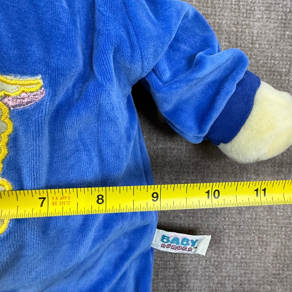 Rare Vintage 90s Baby Aurora Plush Lamb Bedtime Softees Blue Velour Romper - Picture 3 of 11